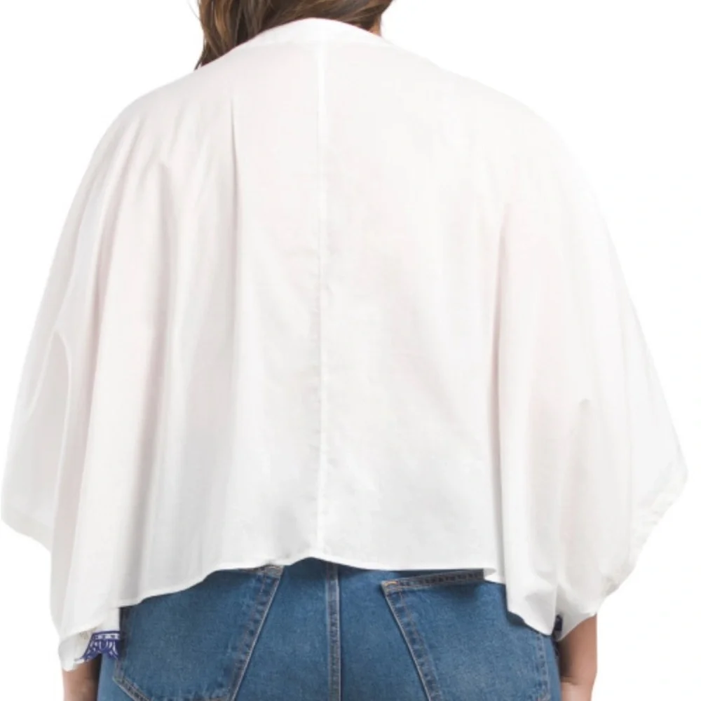 Adiva White Blouse with Blue Embroidery - Picture 2 of 7
